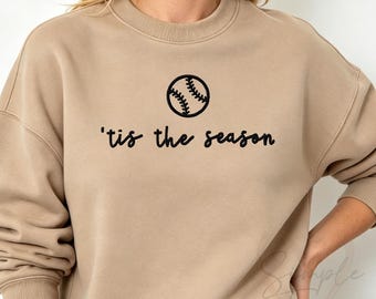 Tis The Season Baseball Machine Embroidery Design, Baseball Season Embroidery File, Game Day Sports Embroidery Digital Download