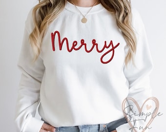 Merry Embroidery,Christmas Embroidery Design,Christmas Sweatshirt Embroidery File,Machine Embroidery Design