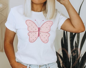 Desenho de Bordado Aplique de Borboleta - Arquivo de Bordado à Máquina de Borboleta - Vários Tamanhos para Roupas Infantis, Projetos de Primavera, Artigos para Bebês