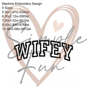 Wifey Outline Embroidery,wifey Embroidery File,machine Embroidery ...