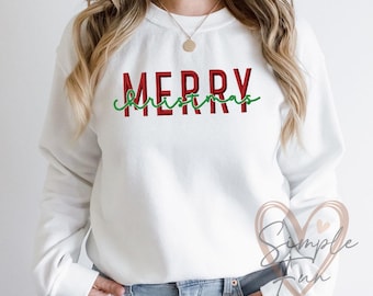 Merry Christmas Embroidery Design,Holiday Machine Embroidery File,Christmas Word Art Embroidery Pattern,Festive Sweatshirt Embroidery Design