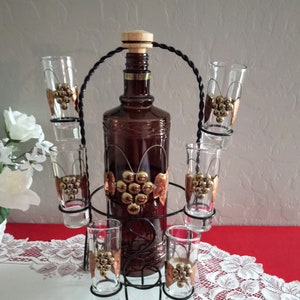 Vintage Amatitan Jalisco Mexico Decanter Tequila Flasche mit 6 Schnapsgläsern