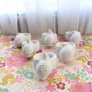 Vintage White Porcelain Ceramic Seashell Napkin Ring Holders Made in Taiwan