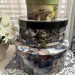 Vintage runde Hutschachteln Aufbewahrungsdekor