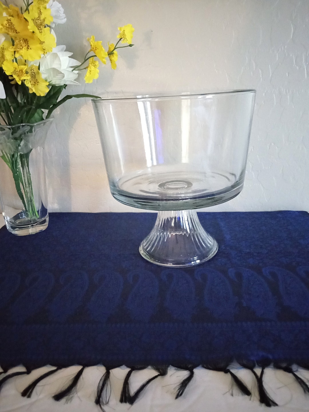 Vintage Anchor Hocking Monaco Trifle Bowl Clear Glass Dessert Etsy