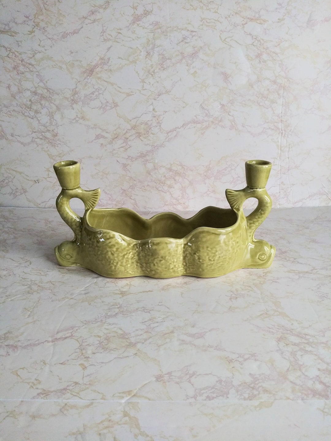 Vintage Camark USA Ceramic Koi Fish Planter Candle Holder Etsy