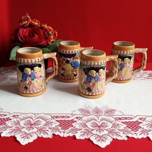 Vintage Ceramic Beer Stein Barware Mugs Made in Japan Four Decor