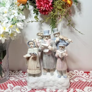 Porcelain Music Box Christmas Carolers Figure by Holiday Classic