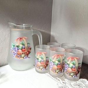 Vintage Frosted Water Juice Beverage Six Piece Set by Brilliant KIG Indonesia