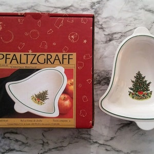 Vintage Christmas Bell Shape Serving Bowl Plate by Pfaltzgraff Heritage