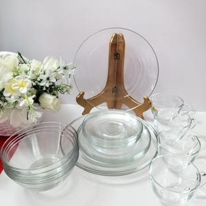 Vintage Clear Cristelle Glass Dinnerware Arc Arcoroc 20 Piece