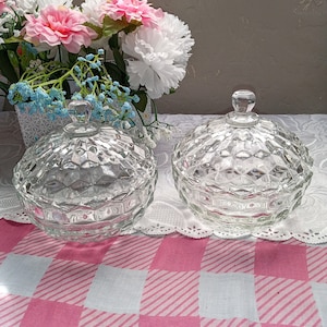 Vintage Sawtooth Crystal Glass Cubist Bowl With Lid Candy Dish