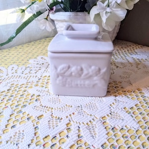 Vintage White Porcelain Butter Dish Bowl