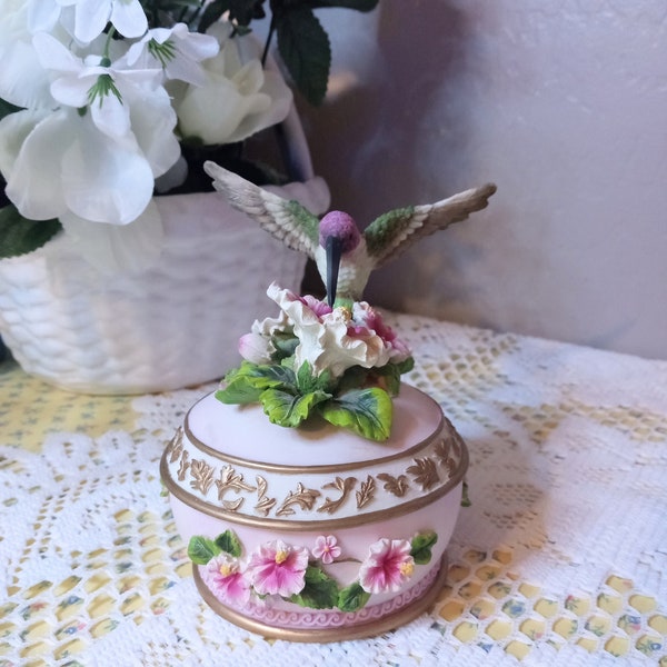 Vintage Hummingbird Music Box Trinket Box by Heritage House