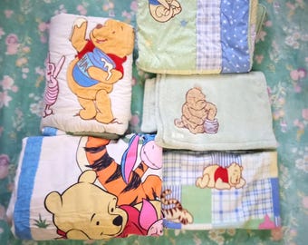 Vintage Winnie the Pooh Nursery Crib Comforter Plush Fleece Blanket