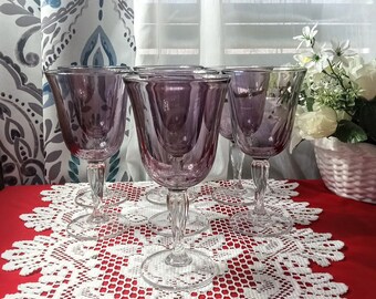Vintage Amethyst Goblets by Cristal d’Arques Durand Tall Water Glasses Cocktail
