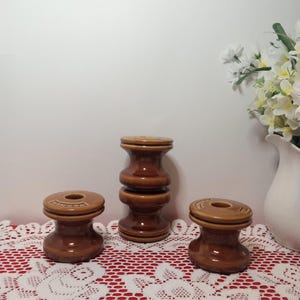 Vintage Brown Glaze Ceramic Insulators Electrical