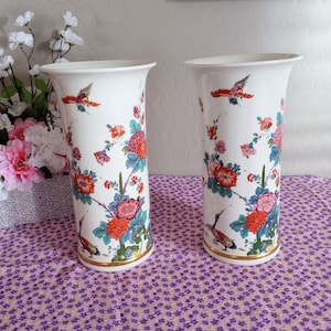 Vasos de porcelana vintage Lenox Saxony Floral com pássaros Decoração para casa