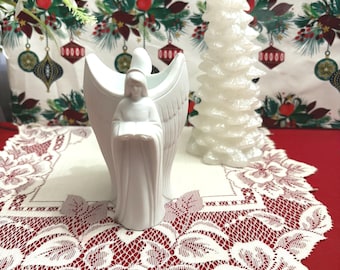 Avon Gift Collection White Double Sided Angels Porcelain Candle Holder
