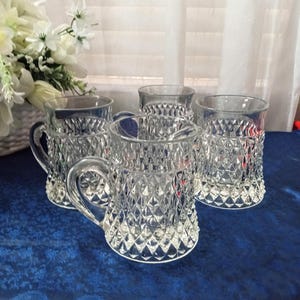 Indiana Glass Clear Diamond Point Cups Mugs