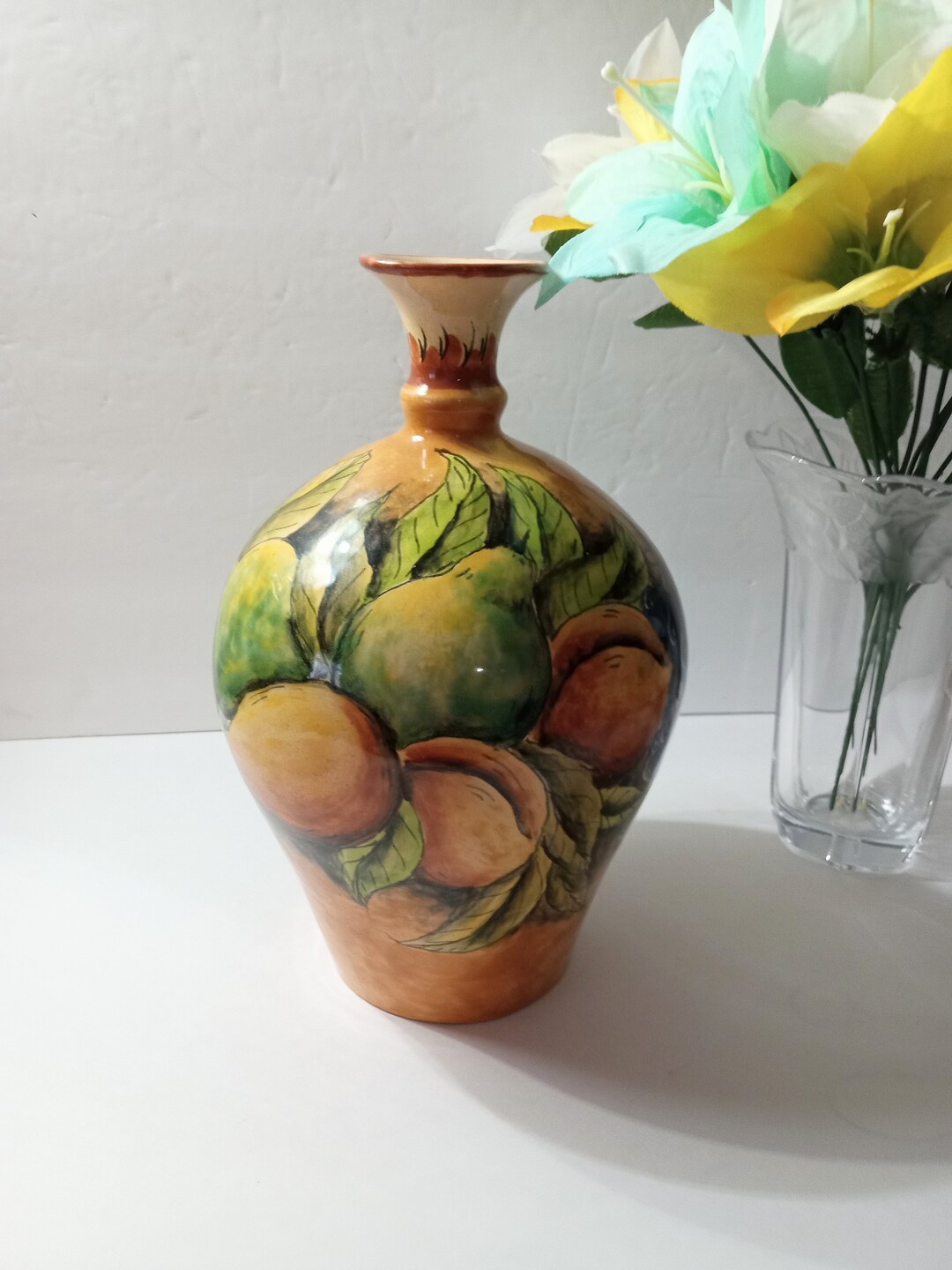 Vintage Vase Mexican Artes Imports Hand Painted Folk Art Pottery Vase ...