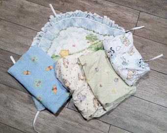 Vintage Classic Winnie the Pooh Crib Skirt, Sheets, Pad Nursery Bedding