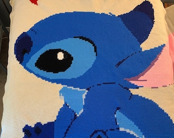 Crocheted Queen Sized Blanket featuring Stitch | Adorable!