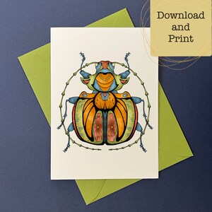 Printable insect cards- bugs- insects- digital bug cards- insect greeting card- printable bug art- beetle cards- susan ewing studio- beetles