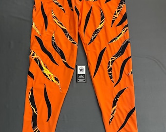 pro wrestling, cosplay,  men’s tights, pants orange with lightening bolts print. Size L