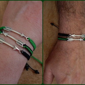 Pfeil Armband - grüner Pfeil Unisex Armband - ein Makramee Armband