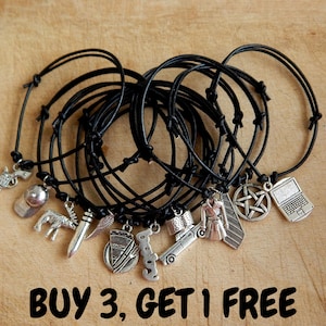 Supernatural Bracelet - One Leather Bracelet - Stackable Bracelet