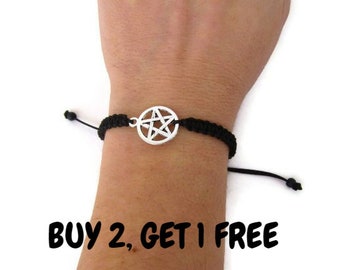 Supernatural Pentagram Devil's Trap bracelet - One macrame friendship bracelet