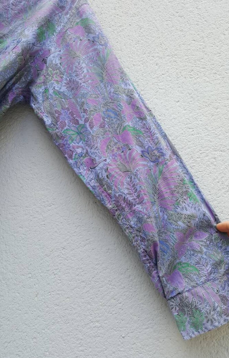 Neck 15 inch UK size Chest 3840 Mens Vintage 1980/'s Italian Jungle Print Cotton Purple Shirt