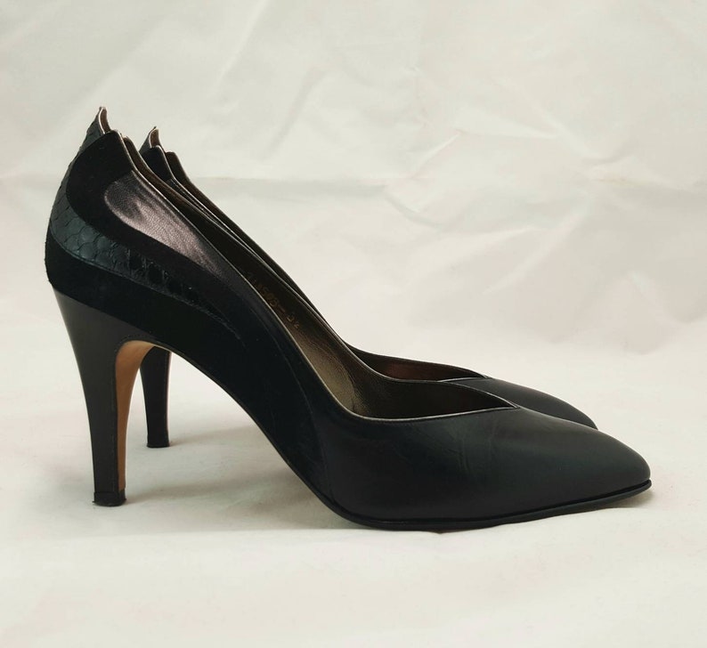 Vintage 1980's Black Stilletto Heeled Shoes by Gina. UK | Etsy