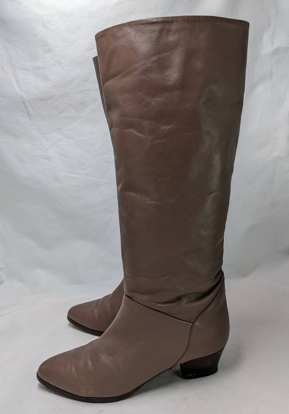 Vintage 1980's Bally Beige Leather Slouch Boots wi