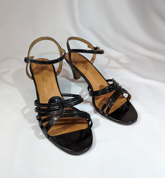 Vintage 1980 s Italian Black Patent Strappy Heeled Sandals. UK Size 5. Etsy