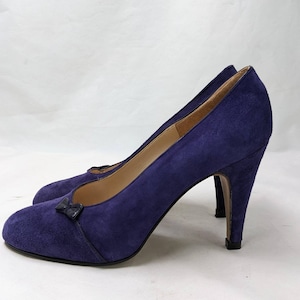 Vintage 1990&#39;S Italian Designer &#39;Il Ciabattino&#39;  Purple Suede Stilettos. UK Size 5.5 - 6.