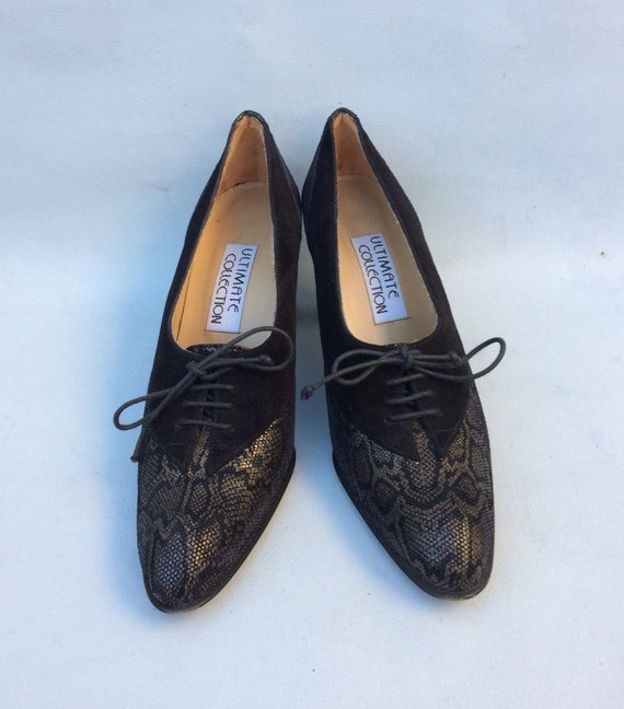 Women's 1990's snake skin print and black suede c… - image 3