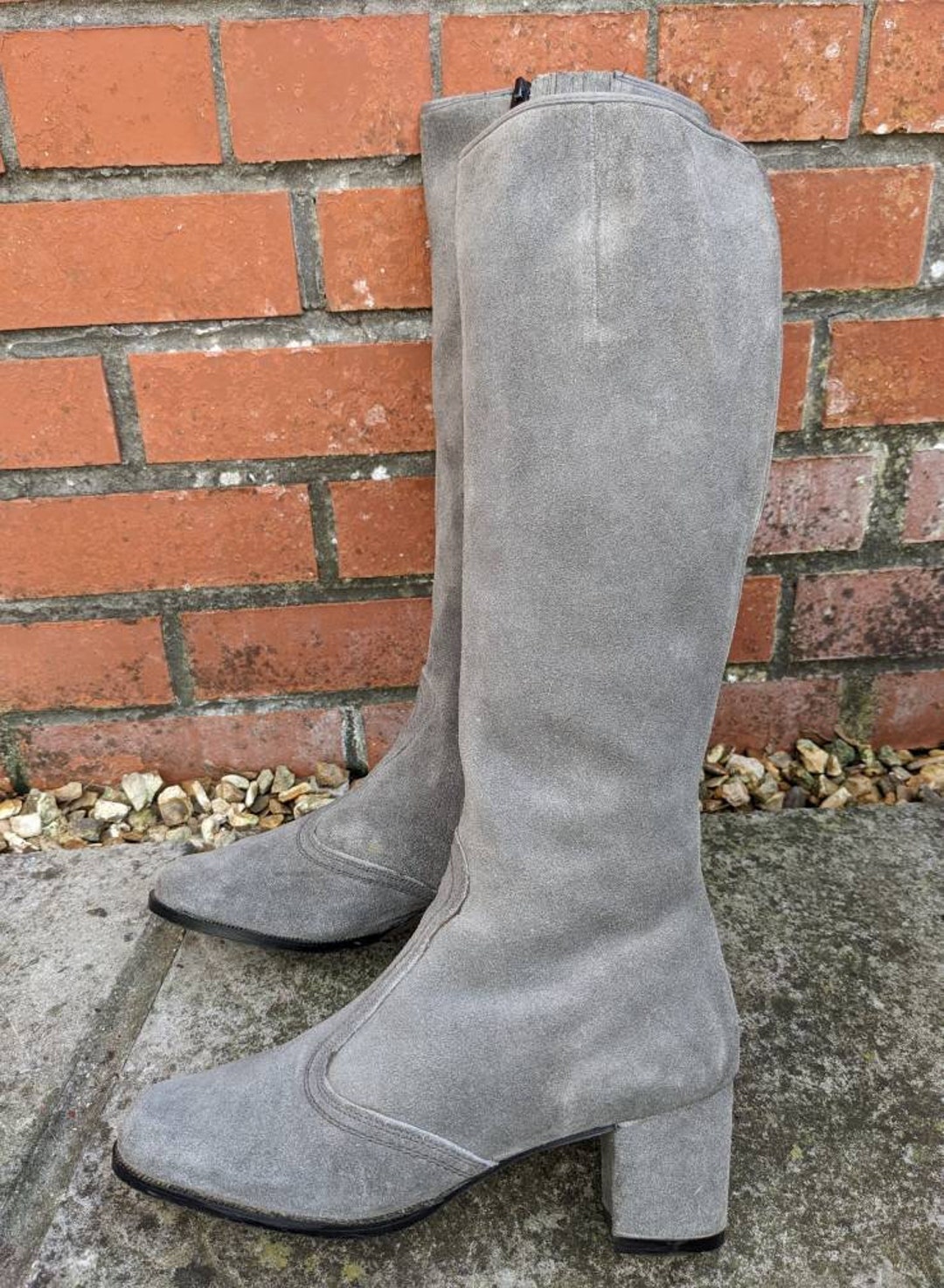 Vintage 1960's Snow Queen Long Grey Suede Boots. UK Size Etsy UK