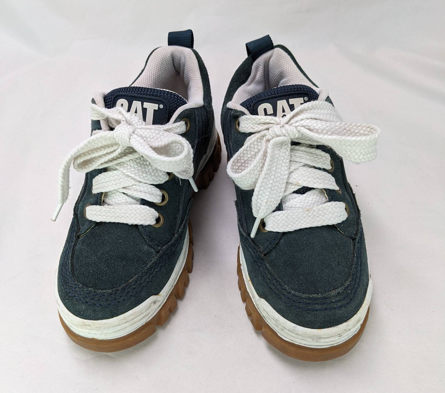 Size 10 - Vintage 1990\'s Caterpillar \'CAT\' Blue Suede Chunky Shoes 77041 Vintage Blue Chunky Sneakers Womens Shoes Caterpillar Shoes  main image 2