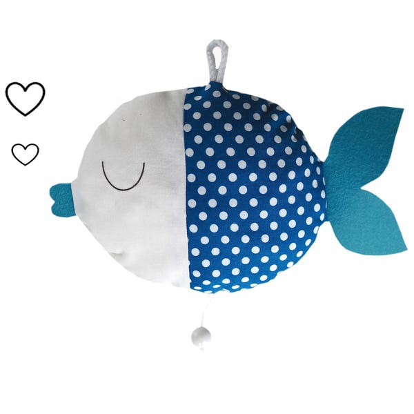 Spieluhr, Fisch, mit Namen, Babyspielzeug, Stofftier, Wunschmelodie, personalisiert, Geschenk Baby