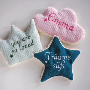 Heat pad, personalized, with name, crown,  pillow, wheat, spelt  heat pad, baby shower, gift for birth, gift for baptism