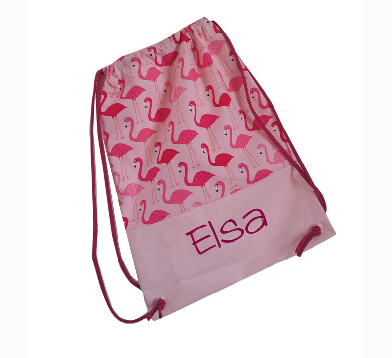 Flamingo cloth bag with name