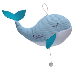 Spieluhr, Wal, mit Namen, Babyspielzeug, Stofftier, Wunschmelodie, personalisiert, Geschenk Baby
