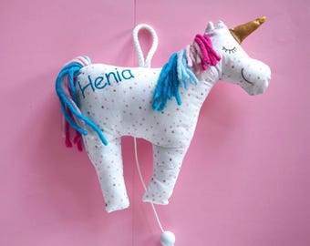 musical toy, draw string musical toy, pull string musical toy , unicorn