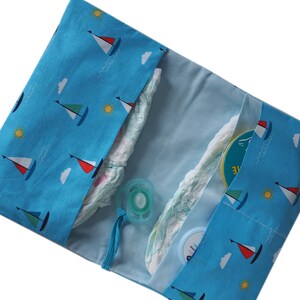 Diaper bag, diaper bag, boats, optional with name, blue, sailboats, sea