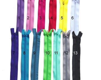 20 Zippers, 10 inch, 25 cm, choose your colours