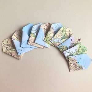 Sobres pequeños, mapa de viaje, mini notas de amor, libro de visitas de boda, favores del primer aniversario, tarro de albañil