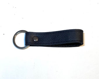 Short lanyard, black nubuck, genuine leather 11 cm loop gift man