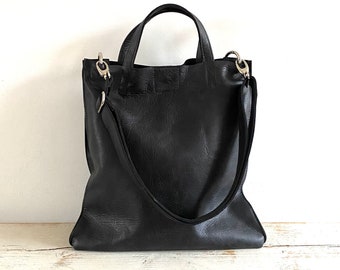 Shopper 2in1 schwarz, Taschengurt breit, Schultertasche aus echtem Leder, große Tasche, Ledertasche, Partytasche, Ledershopper